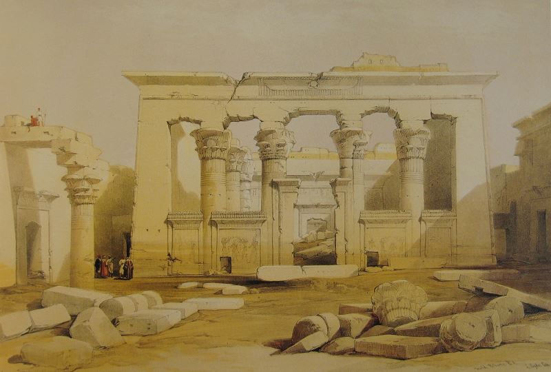Der Tempel von Kalabscha auf einem Bild des Künstlers David Roberts (Portico of the Temple of Kalabshe, Nubia)